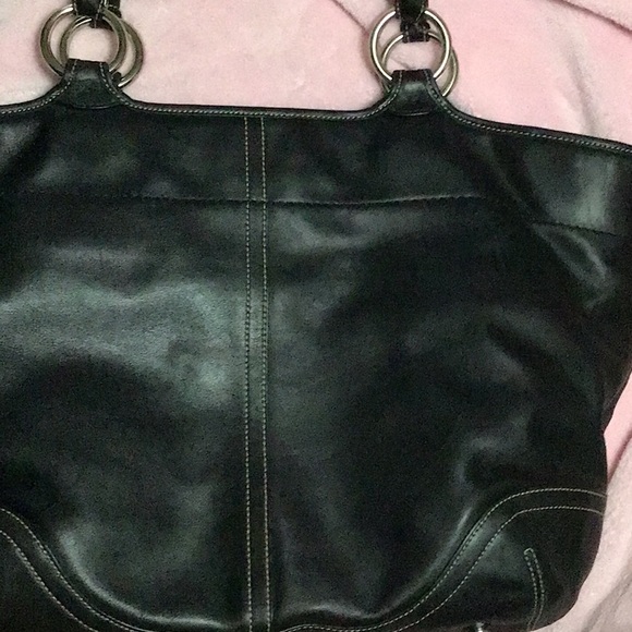 Coach Black Tote Bag Leather and Large Buckle Closure - Picture 2 of 3